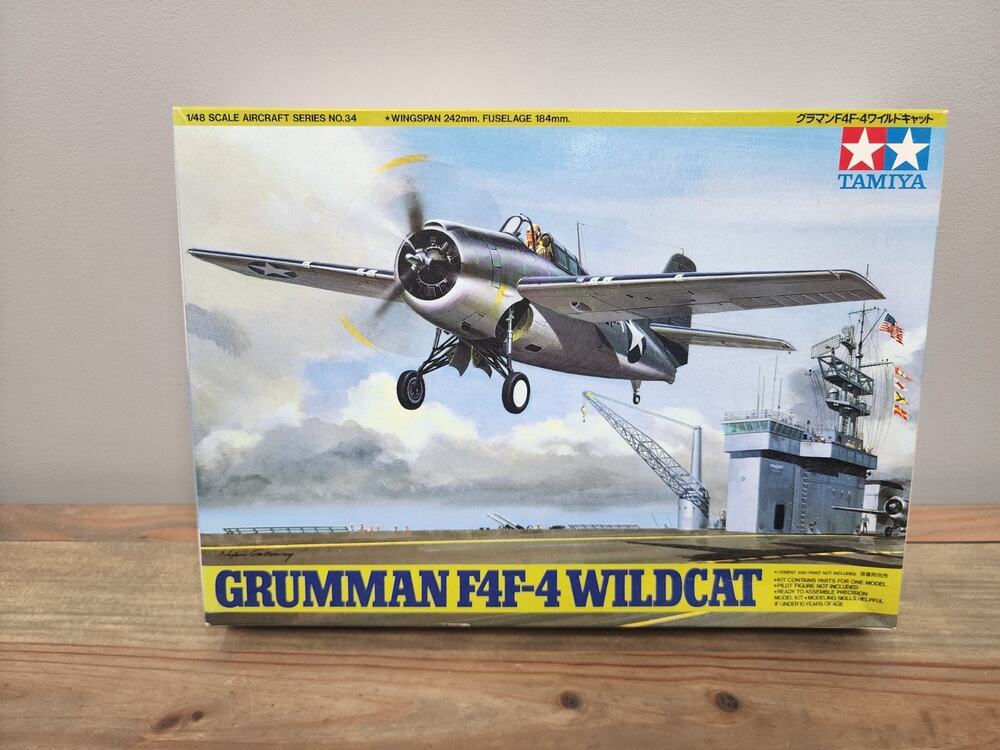 Tamiya 1/48 Model Plane Kit Grumman F4F-4 Wildcat Fighter Item 61034